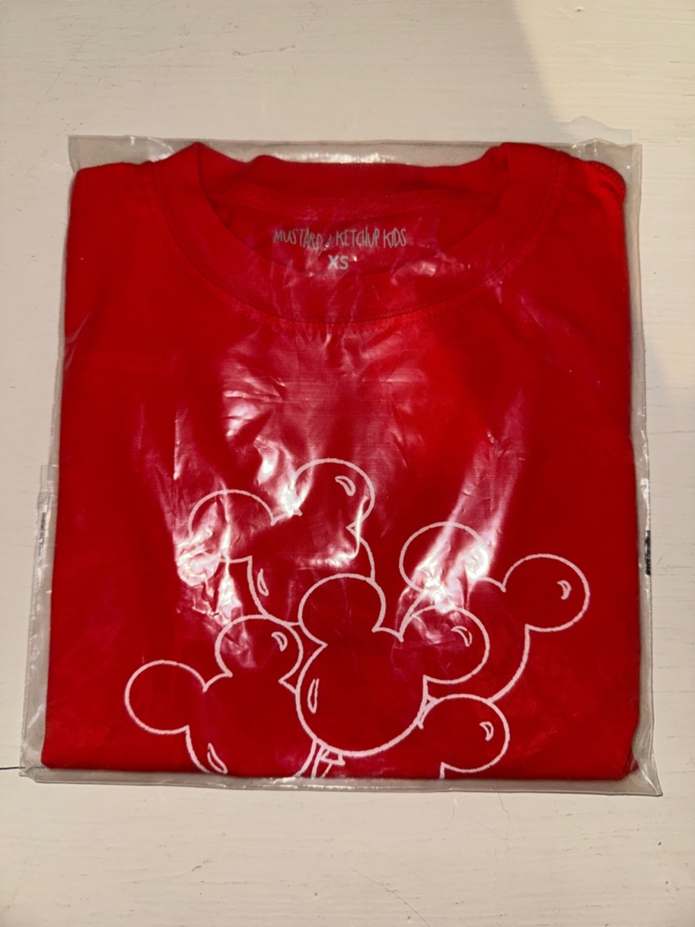 Kids' Red Graphic Cotton Tee with White Balloon Print
